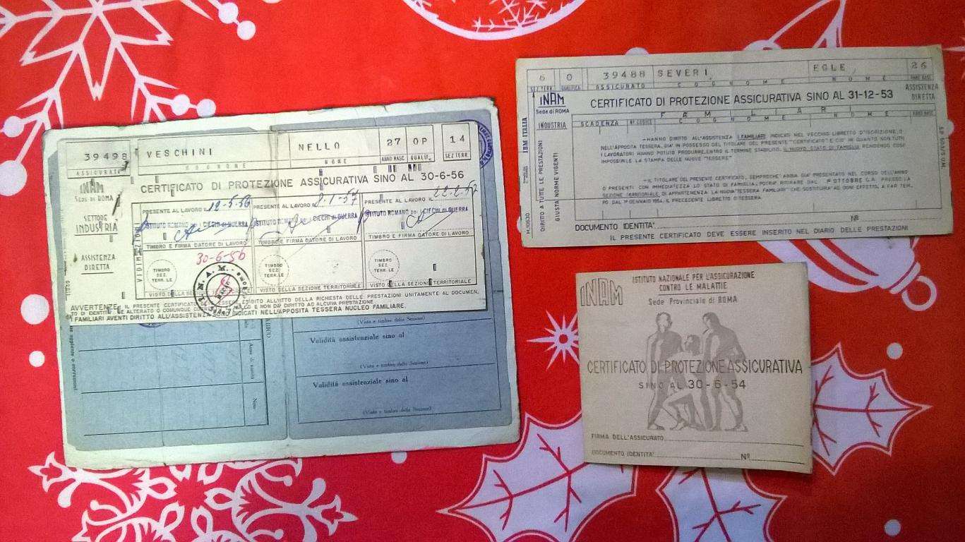 Cartaria Certificato di Protezione Assicurativa fino all'anno 1956  